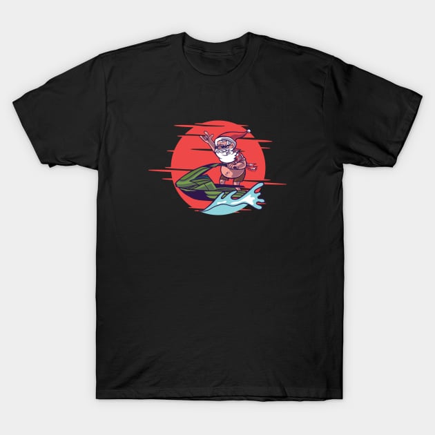 Jet Ski Santa Cartoon T-Shirt by SLAG_Creative